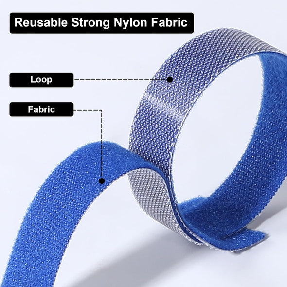 150PCS Cable Ties, 4+6+8+10 Inch Multi-Colour Straps for Cable Management, Adjustable Fastening Cord Wraps, Multi-Purpose Reusable Hook and Loop for Home, Office and Garage