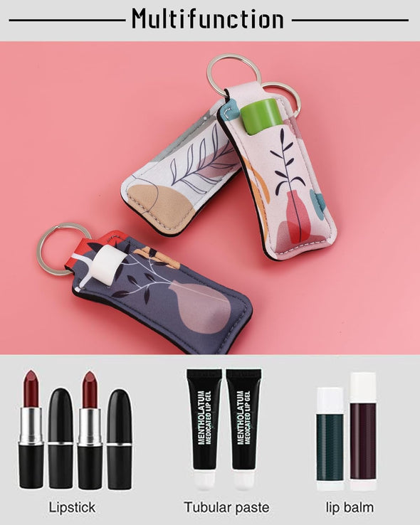 COOKOOKY Chapstick Holder Keychain Cute Lip Balm Keychain Holder with Clip