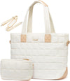LOVEVOOK Tote Bag for Women, Large Puffer Tote Bag with Zipper Quilted Light Work Bag