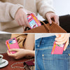 Credit Card Holder for Women Slim Minimalist Front Pocket RFID Blocking Wallet Small Compact Card Case with ID Window, Pink