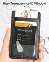 Teskyer Badge Holder, Leather ID Card Holder with Lanyard for ID Badges, Vertical Style, Black