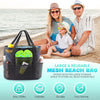 EASYFUN Beach Bag Large Mesh Beach Bag Lightweight Beach Tote with 9 Pockets Foldable Beach Accessories