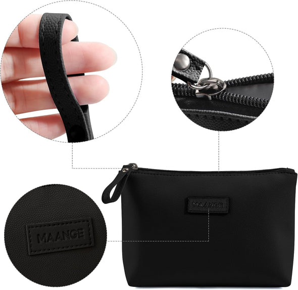 Cosmetic Bags for Women Small Makeup Bag for Purse Pu Leather Makeup Pouch Travel Makeup Bag with Zipper Make up Bag for Travelling