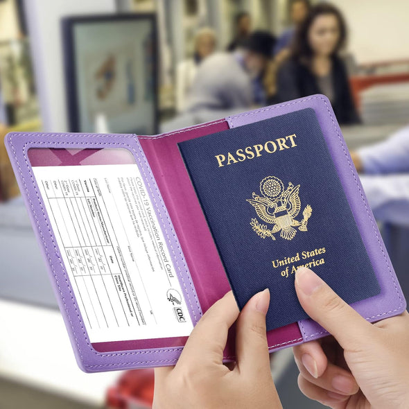 Eoehro 2Pack Passport Holder Wallet Cover Case, Travel Essentials for Women and Men