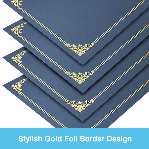 SUNEE Certificate Holders(Navy Blue, 30 Packs), Diploma Covers Gold Foil Border, for Letter Size 8.5X11 Certificates, Cardstock, Document Papers