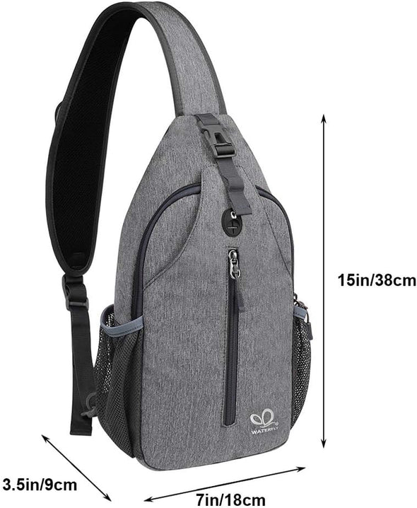 WATERFLY Crossbody Sling Backpack Sling Bag Travel Hiking Chest Bag Daypack