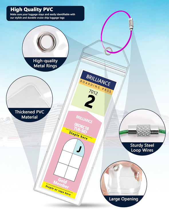 10 Pack Royal Caribbean Luggage Tag Holders，Clear Cruise Luggage Tagsfor Royal Caribbean & Celebrity Cruise，Cruise Luggage Tags 2025 & 2026（7.5X2.75In）