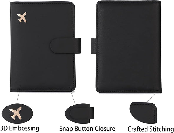 Melsbrinna Premium Leather Passport Holder Covers Case, Waterproof Rfid Blocking Travel Wallet Passport Holder with Pen Holder, Cute Passport Book for Women/Men