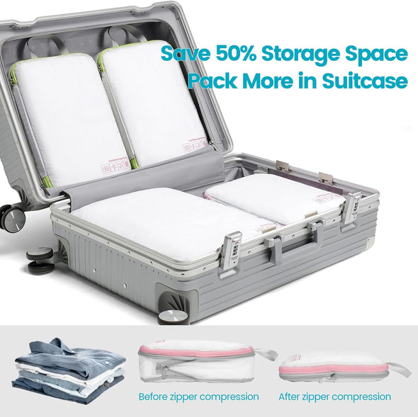 Cambond Compression Packing Cubes for Travel Women - Travel Bags Luggage Organizers Travel Essentials Compression Cubes for Travel Carry on Suitcases