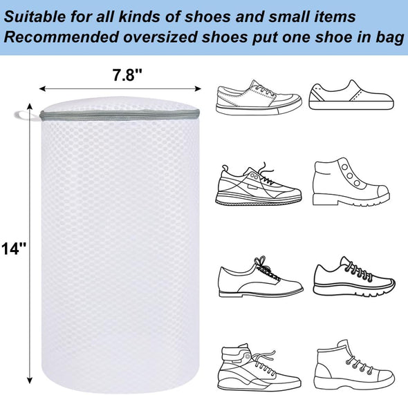 Vivifying Shoe Washing Machine Bag, 2 Pack Honeycomb Mesh Laundry Bag with Zipper for Sneakers, Running Shoes, Sock, Bras, Delicates and Toys