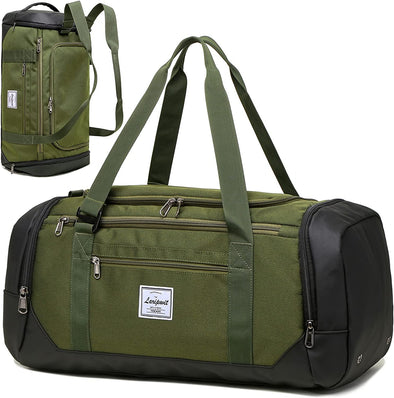 Laripwit Travel Duffle Bag for Men 40L Medium Sports Gym Bag with Wet Pocket & Shoes Compartment Weekender Overnight Backpack for Traveling Duffel Bag Backpack for Women, Green