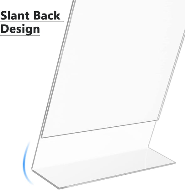 Maxgear 6 Pack Acrylic Sign Holder 8.5 X 11, Plastic Paper Holder with Vertical Slanted Back, Picture Photo Frames Display Stand Flyer and Document Organizer for Office Desktop Use