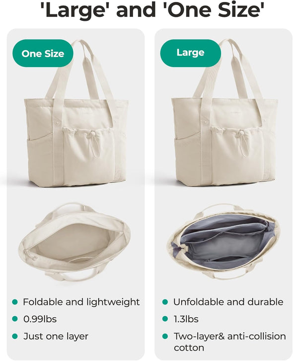 BAGSMART Tote Bag for Women, Tote Shoulder Bag with Laptop Compartment and Zipper Handbag for Travel, Work