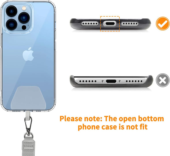 CACOE Phone Lanyard 2 Pack-2× Adjustable Neck Strap,2× Phone Patches,Universal Cell Phone Multifuctional Patch Lanyards Compatible with Most Smartphones(Black+Gray)