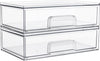Vtopmart 12.1''W Clear Stackable Storage Drawers,2 Pack Acrylic Plastic Organizers Bins for Makeup Palettes, Cosmetics, and Beauty Supplies,Ideal for Vanity, Bathroom,Cabinet,Desk Organization
