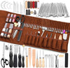 Leather Working Tools Leather Craft Tools for Carving Stamping Sewing Punching Cutting with Custom Custom Storage Bag Professional Tooling Kit for Crafting, Repair & DIY Projects