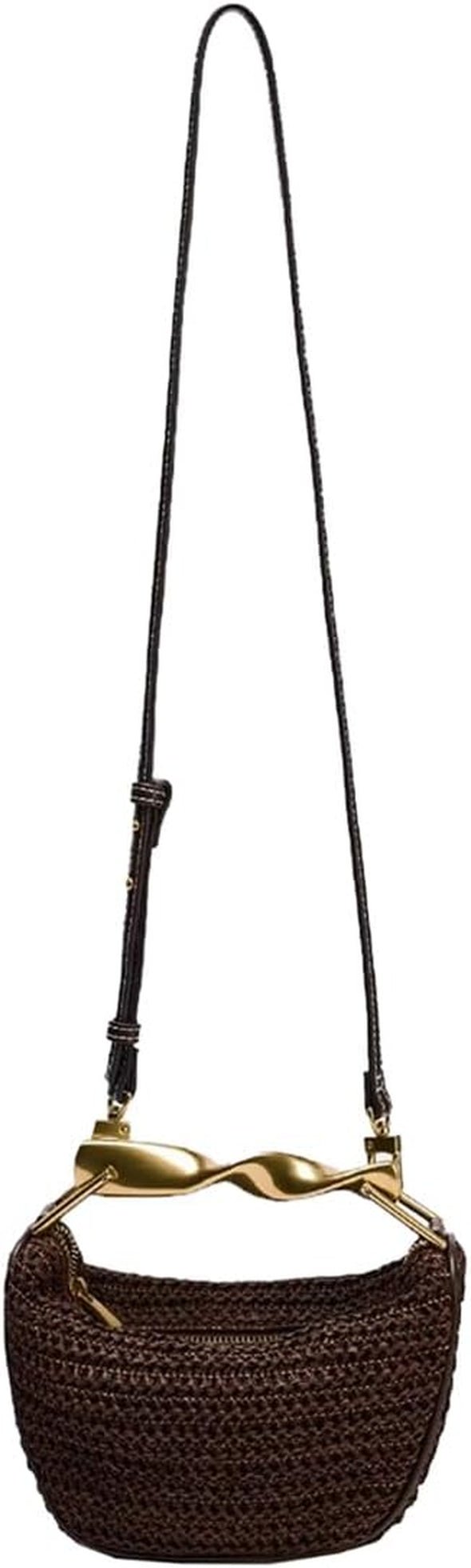 JYG Handmade Straw Crossbody Bags for Women Mini Summer Satchel Purse Fashion Woven Shoulder Handbags with 2 Straps