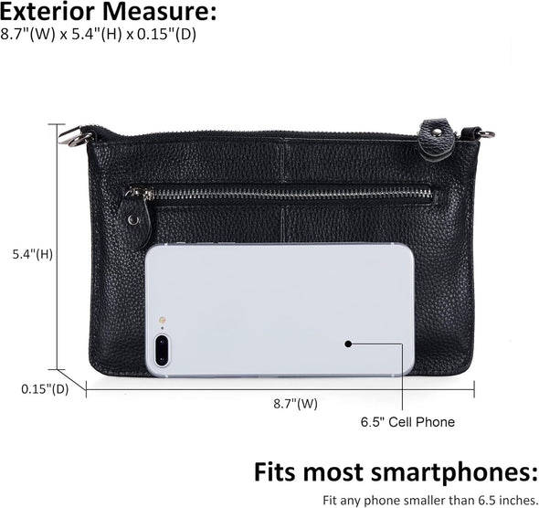 Befen Genuine Leather Wristlet Clutch Wallet Purses Small Crossbody Bags for Women with RFID Blocking Card Slots
