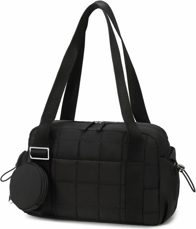 CAMTOP Mini Gym Bag for Women, Small Gym Tote Bag Puffy Quilted Sports Duffel Bag with Wet Compartment and Coin Purse Duffel Bags Dance Yoga Workout Bag
