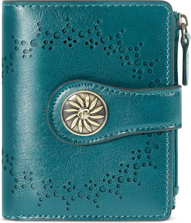 Small Wallet for Women Bifold RFID Blocking Card Holder Leather Wallets with Zipper Coin Pocket