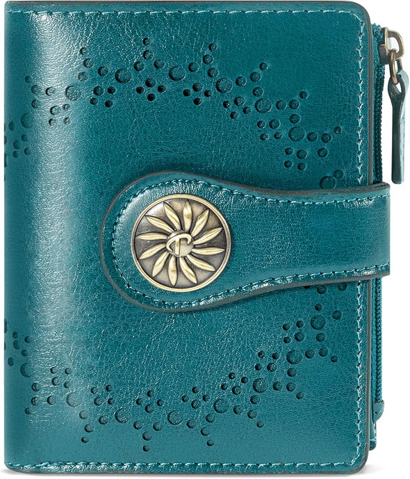 Small Wallet for Women Bifold RFID Blocking Card Holder Leather Wallets with Zipper Coin Pocket