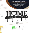 WIPHANY Key Holder Hooks Organizer Hanger Rack Wall Mounted with Screws and Anchors Home Sweet Home Wall Metal Decor for Entryway Front Door Kitchen Hallway Garage Mudroom Office 9.8Inches/25Cm