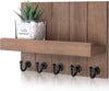 Decorative Key Holder for Wall - Rustic Key Hooks with Shelf and Mail Organizer Wall Mount for Farmhouse Wall Decor Living Room - Home Essentials for New Home (Retro Brown, 3.54" D X 10" W X 7.28" H)