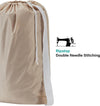 HOMEST XL Nylon Laundry Bag with Strap, Large Dirty Garments Organizer, Easy Fit a Hamper or Clothing Basket, Can Carry up to 4 Loads of Clothes, Beige