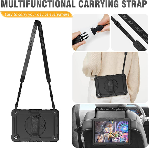 HXCASEAC Case for Samsung Galaxy Tab A9+ plus 11 Inch, Protective with Screen Protector/Hand Strap/Pen Holder, Sturdy Shockproof for Samsung A9 plus Tablet Case SM-X210 SM-X216 SM-X218 - Black