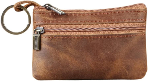 Coin Purse for Men,Coin Pouch for Men,Genuine Leather Mens Tray Purses Coin Purse Cash Change Wallet Key Holder Money Pouch (Brown)