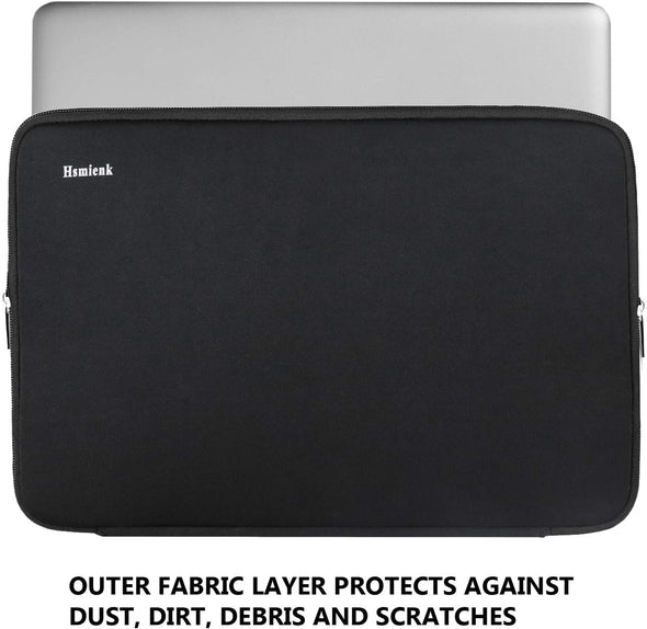 Hsmienk Laptop Sleeve, 15.6 Inch, Durable Shockproof Protective Cover, Compatible with HP, ASUS, Lenovo, Acer, Notebook, Computer, Black