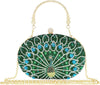 Rhinestone Clutch Purses for Women Evening Wedding Formal - round Pearl Clasp Handbag - Crystal Diamond Bag