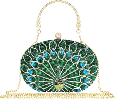 Rhinestone Clutch Purses for Women Evening Wedding Formal - round Pearl Clasp Handbag - Crystal Diamond Bag