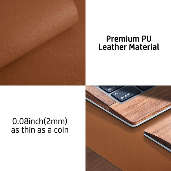 Aothia Leather Desk Pad Protector, Mouse Pad, Office Desk Mat, Non-Slip PU Leather Desk Blotter, Laptop Desk Pad, Waterproof Desk Writing Pad for Office and Home (Brown,23.6" X 13.7")