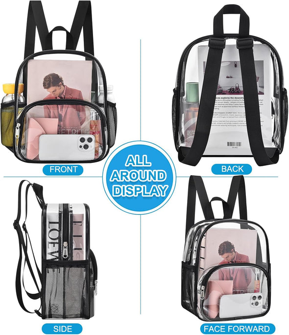Clear Backpack for Stadium Events Clear Backpack 12X12X6 with Front Pocket for Concert Sport Fashion Women Backpack Events Work Travel