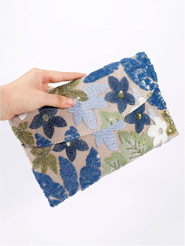 Verdusa Women'S Floral Embroidery Sequin Evening Clutch Bags Party Purses