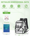 MAY TREE Clear Backpack Stadium Approved for Women and Men, Clear Bag for Stadium Events, Transparent Bag for Concert Sporting Festival, Black