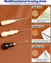 PLANTIONAL Leather Repair Sewing Kit: 31Pcs Leather Working Tools with Pro Waxed Thread, Large Eye Hand Sewing Needles, 3 Versatile Awl, Heavy Duty Sewing Kit for Car, Upholstery, Vinyl, Canvas 02
