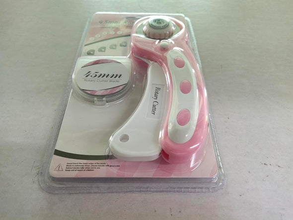 45Mm Rotary Cutter with 5Pcs Extra Blades, Ergonomic Handle Rolling Cutter with Safety Lock for Fabric, Leather, Crafting, Sewing, Quilting, Fabric Rotary Cutter Perfect for Left & Right Hand(Pink)