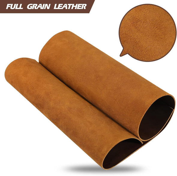 Ringsun 12''X24'' Genuine Leather Sheets for Crafts Full Grain Leather Tooling Leather (2Mm) Thick Cowhide Leather Pieces Square, Dark Brown