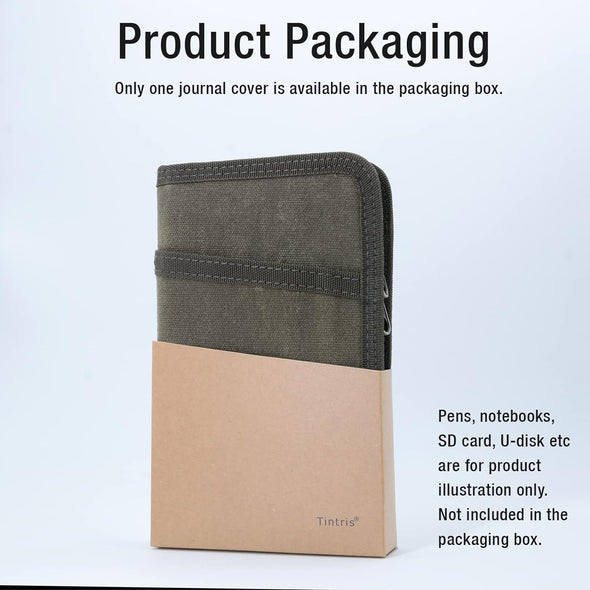 Journal Cover for Field Notes Notebooks Moleskine Cahier 3.5 X 5.5 with Zipper Pen Holder, Water Resistant Pocket Notebook Cover for Journal Notebook Planner, Classy Waxed Canvas, Olive