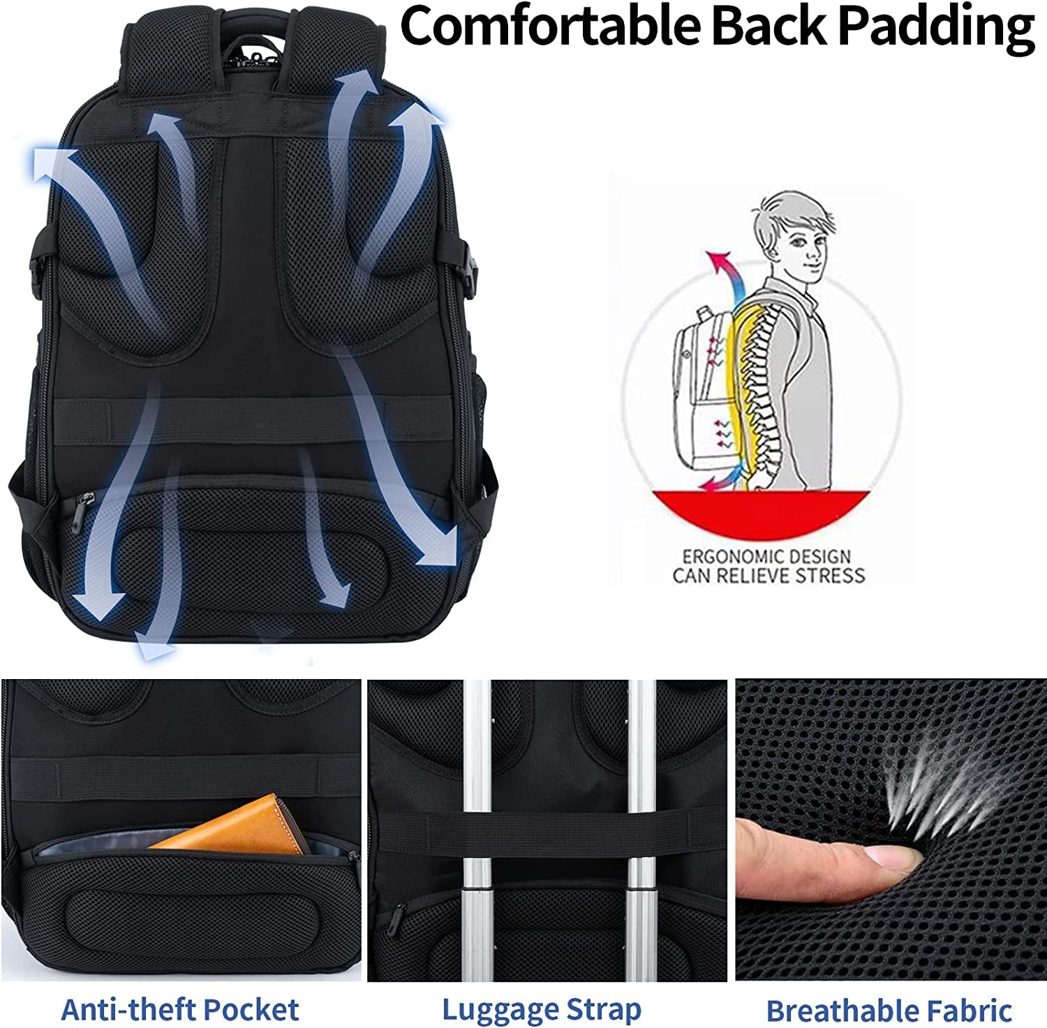 backpack laptop padding VANKEAN 17.3 Inch Business Travel Laptop Backpack – Kinzd
