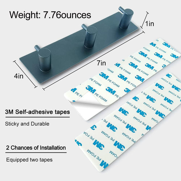 Key Holder for Wall with 2 Self-Adhesive Tapes, No Damage Key Holder Rack for Wall with 3 Key Hooks for Entryway, Door, Bathroom, Kitchen(Black)