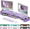 Gianotter Dual Monitor Stand Riser, Desk Organizer with Drawer and 2 Pen Holders, Desk Organizers and Accessories, Purple Office Decor (Purple)