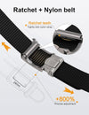 JUKMO Ratchet Belt for Men, Nylon Web Tactical Belt with Automatic Slide Buckle, Adjustable Trim to Fit
