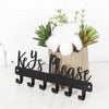 Mini Keys Please Holder on Wall,Small Key Holder Wall Mounted,Black Metal Decorative Key Rack Hooks for Garage,Mudroom,Hallway,Entryway,Front Door,Office(Mini Size:7.28 X 2.95 Inch)