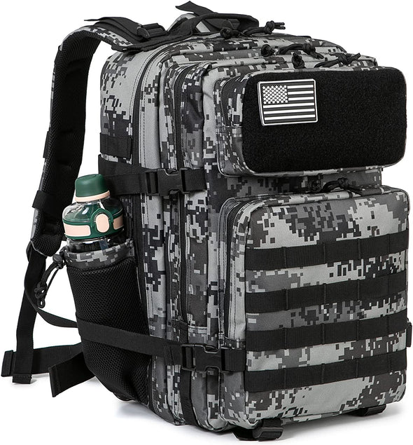QT&QY 25L/35L/45L Military Tactical Backpack for Men Molle Daypack 3 Day Bug Out Bag Hiking Rucksack with Bottle Holder
