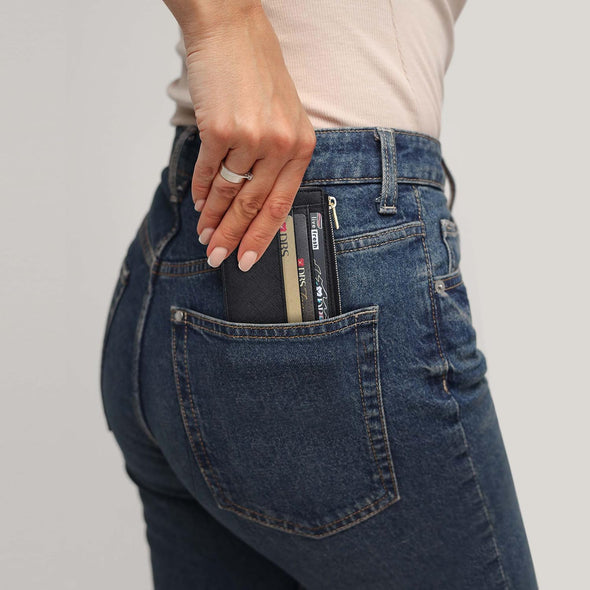 Sodsay Card Case Slim Front Pocket Wallet for Women Credit Card Holder with Keychain