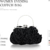 Women Evening Clutch Bag Floral Satin Small Purses with Detachable Strap for Wedding, Party, Prom