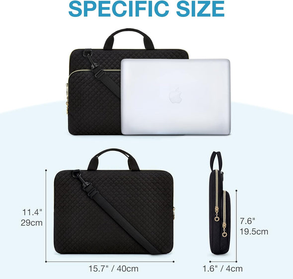 BAGSMART Protective Sleeve Case Compatible with Macbook Pro 16 Inch,15.6 Inch, Hp,Dell,Acer Aspire,Asus Notebook,Laptop with Shoulder Strap,Pocket,Handle,Black